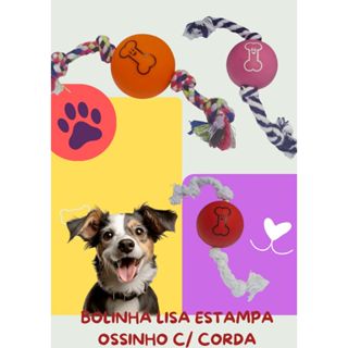 KIT 02 Brinquedos Bolinhas com ESTAMPA OSSINHO COM CORDA em Oferta na Shopee
