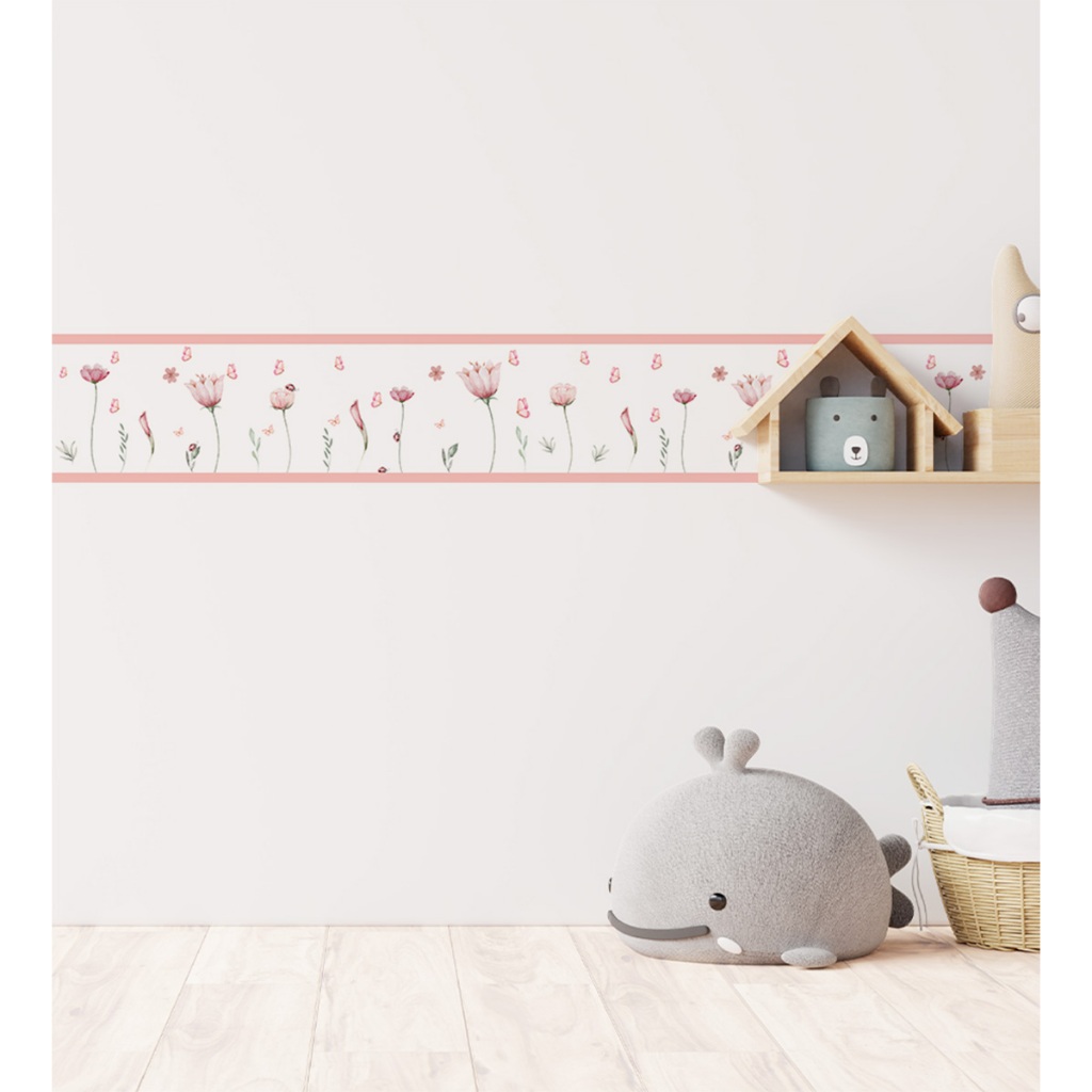 Faixa Adesiva Decorativa De Parede Infantil Quarto Menina Jardim Floral — imagem 2 de 2