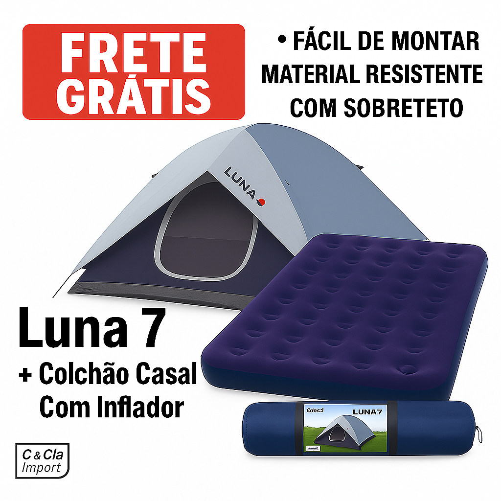 Kit Barraca Luna 7 Lugares c/ Sobreteto + Colchão Casal Inflavel - Sports & Outdoors