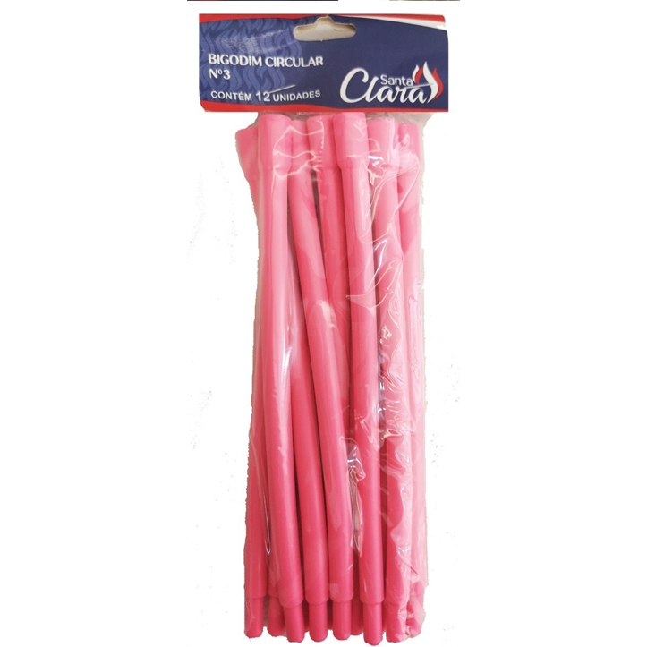 Bigudinhos Circular Nº 3  SANTA CLARA - 12 unidades ROSA ou AZUL em Oferta na Shopee