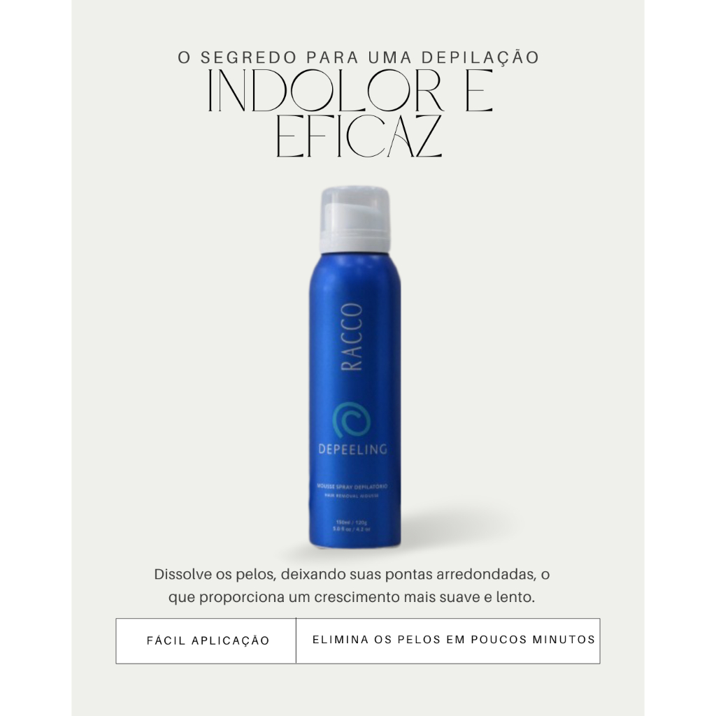 Mousse Spray Depilatório Depeeling Racco, 150ml