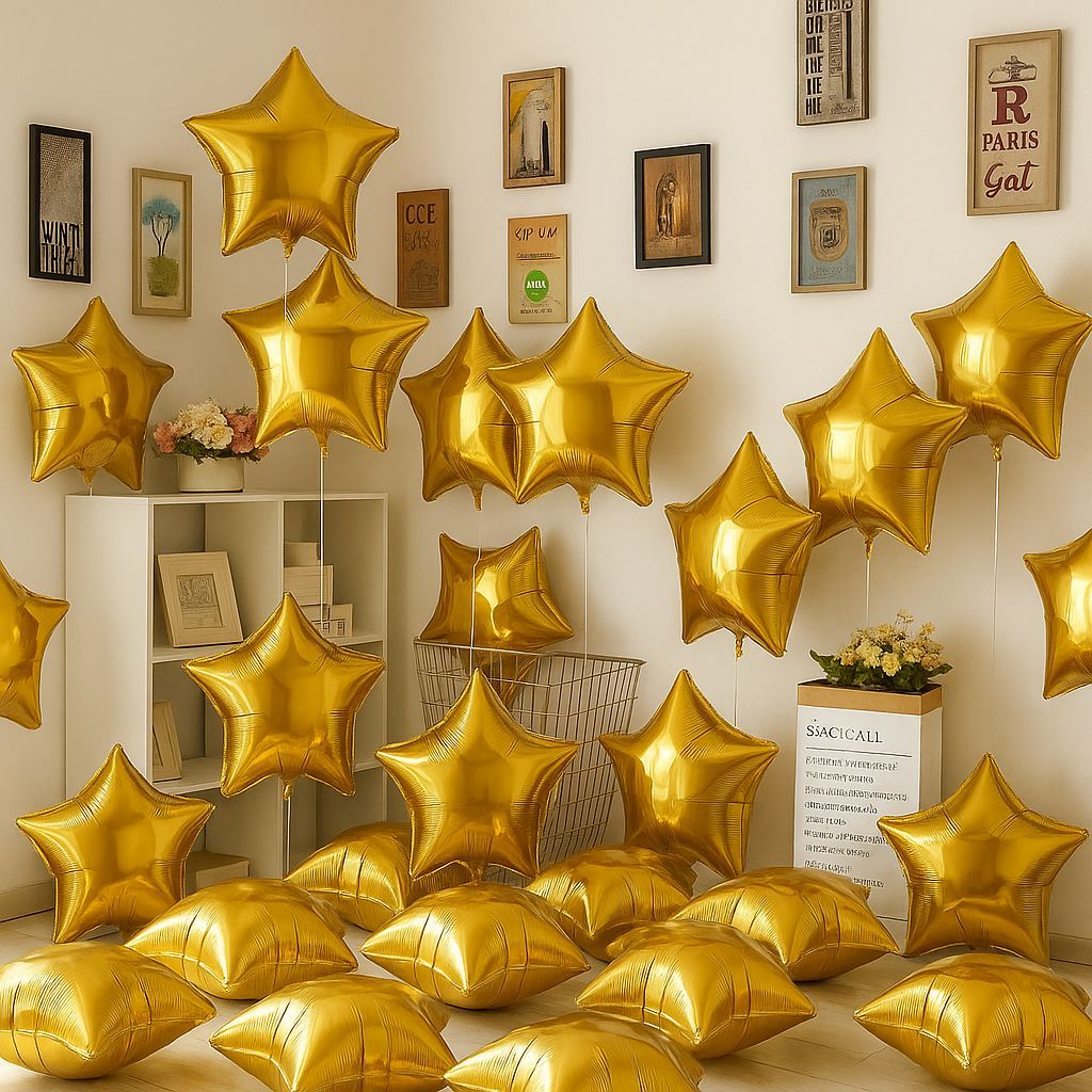 3/6/12 Balões Estrela Liso Metalizado 45cm - Balão Festa em Oferta na Shopee