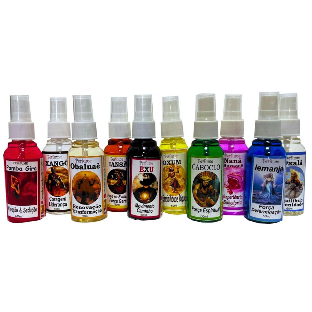 Perfume de Orixá/Entidade Umbanda Candomblé Spray 60ml (Nanã, Omolu, Oxossi, Oxalá, Oxum, Pombagira, Iansã, Iemanjá)
