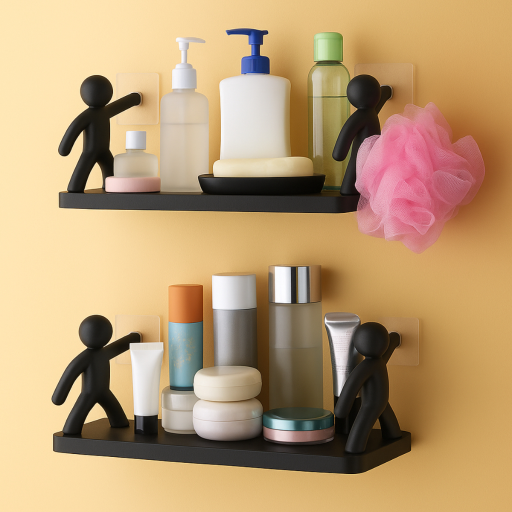 Kit 1 ou 3 Prateleiras com Boneco Suporte – Multifuncional para Organização no Quarto ou Banheiro