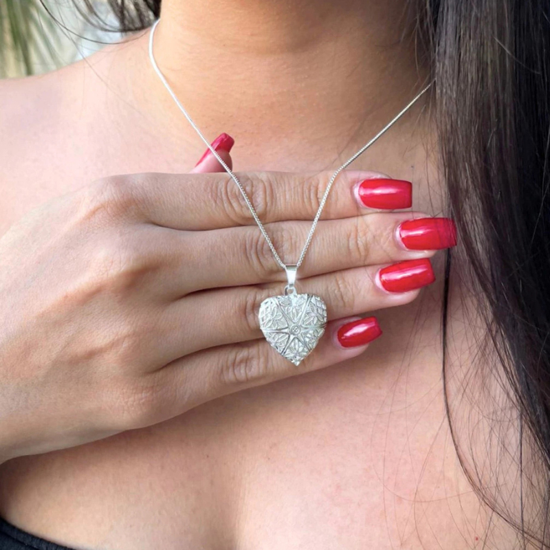 Colar Relicário Prata 925 Fotos Coração Feminino Corrente Presente Luxo Caixinha de Presente em Oferta na Shopee