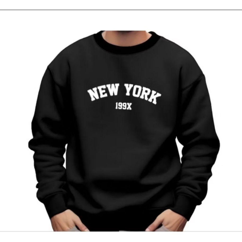 Moletom Gola Careca Suéter Estampado New York 199X Unissex New York Lançamento