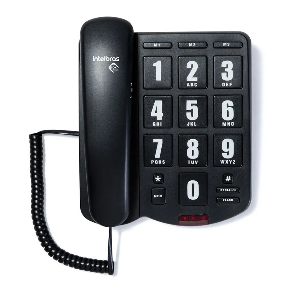 Telefone Com Fio Intelbras Tok Fácil Preto - Teclas Grandes