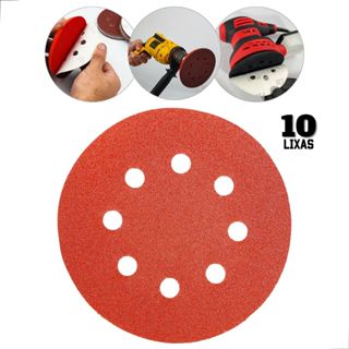 Kit 10 Disco Lixa para madeira metal massa e similares 125mm 8 Furos lixa roto orbital em Oferta na Shopee