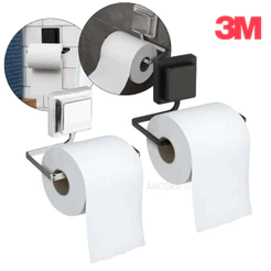 Suporte Porta Papel Higienico de Aço Banheiro Lavabo Parede Fixação em Fita Dupla Face 3M Arthi