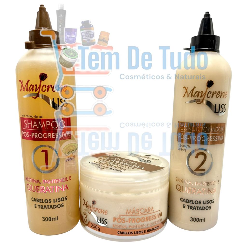 Kit Cabelos Lisos Pós-Progressiva Maycrene Liss com Biotina e Queratina – 3 Produtos
