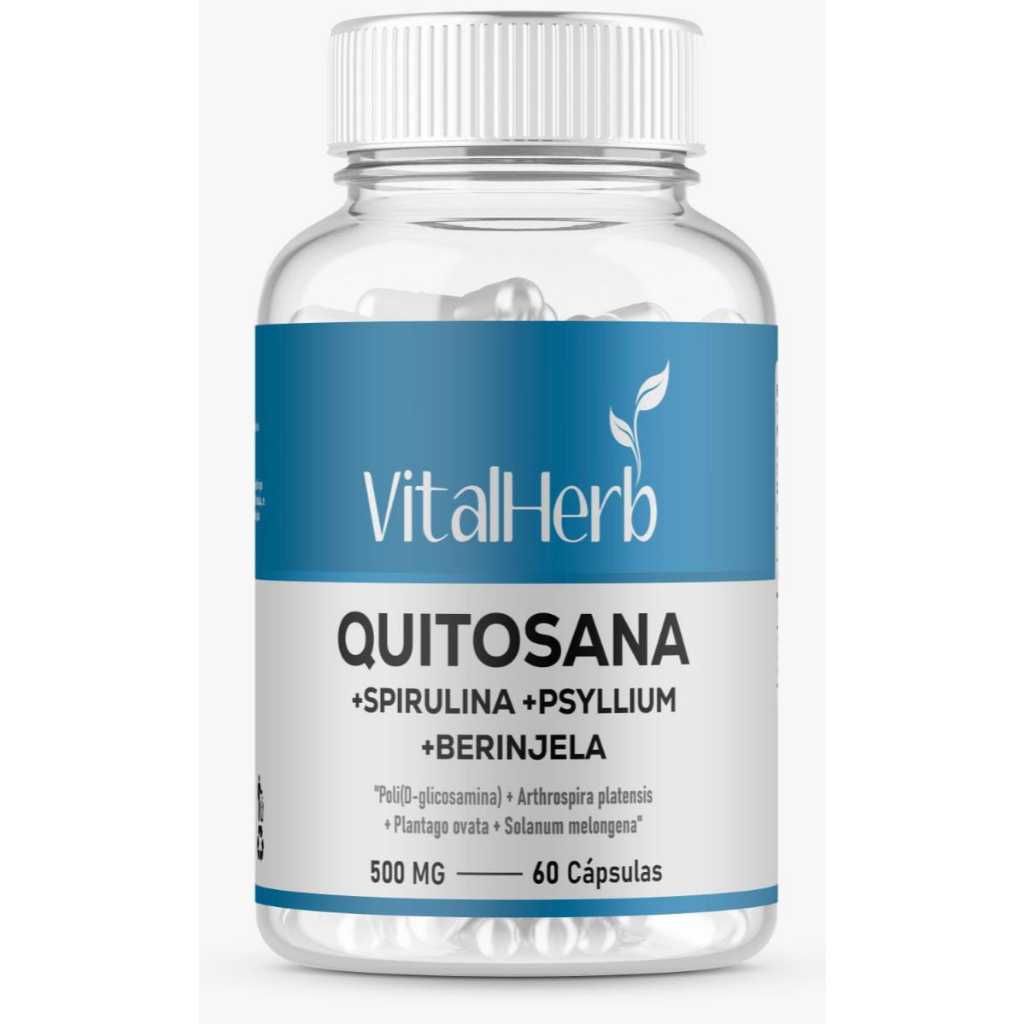 Quitosana + Spirulina + Psyllium + Berinjela 120 Caps Puro e Original 500mg em Oferta na Shopee