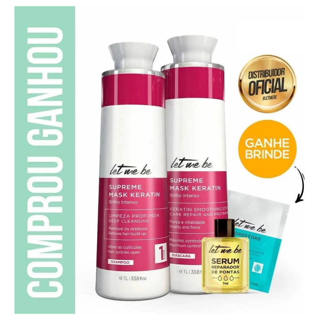 Progressiva Let Me Be Mask Keratin Supreme Liss Control 2 x 1000ml.Envio Imediato! em Oferta na Shopee