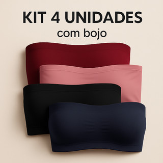 KIT 4 Top Fitness Feminino Cropped Faixa Sutiã Tomara Que Caia  COM BOJO
