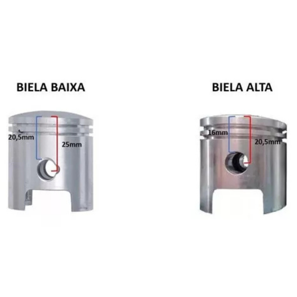 Pistão e Anéis 80cc para Bicicleta Motorizada - BIELA BAIXA