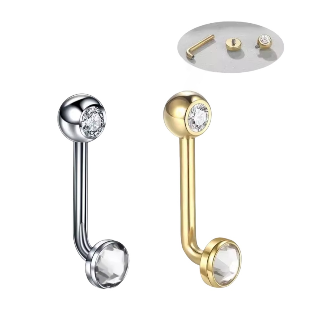 Piercing Titânio Cristina Íntimo ou Umbigo Pedra Zircônia Branca em Oferta na Shopee