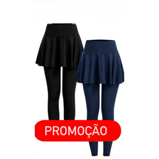 Kit 2 Calças Leggings Com Saia Babado Fitness Cintura Alta Feminina Tapa Bumbum em Oferta na Shopee