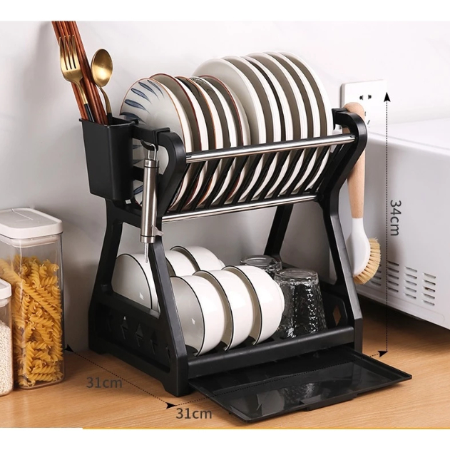 Escorredor de pratos de cozinha removível para pratos e talheres de plástico Top Home