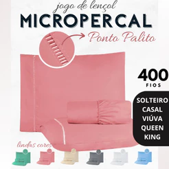 Jogo de Lençol MICROPERCAL 400 Fios - Ponto Palito | Solteiro/Casal/Viúva/Queen/King