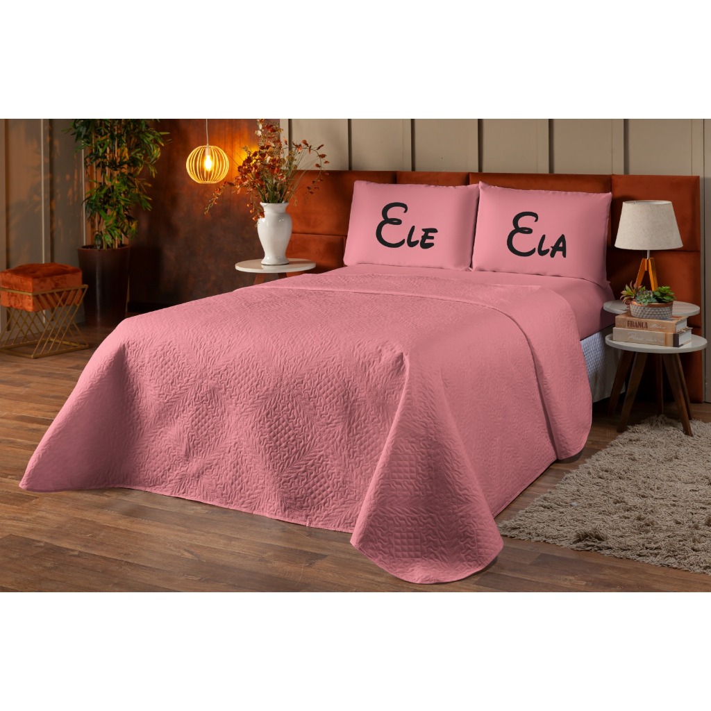 Colcha de Cama Casal Box Cobre Leito Dupla Face Ele/Ela Casal Padrão