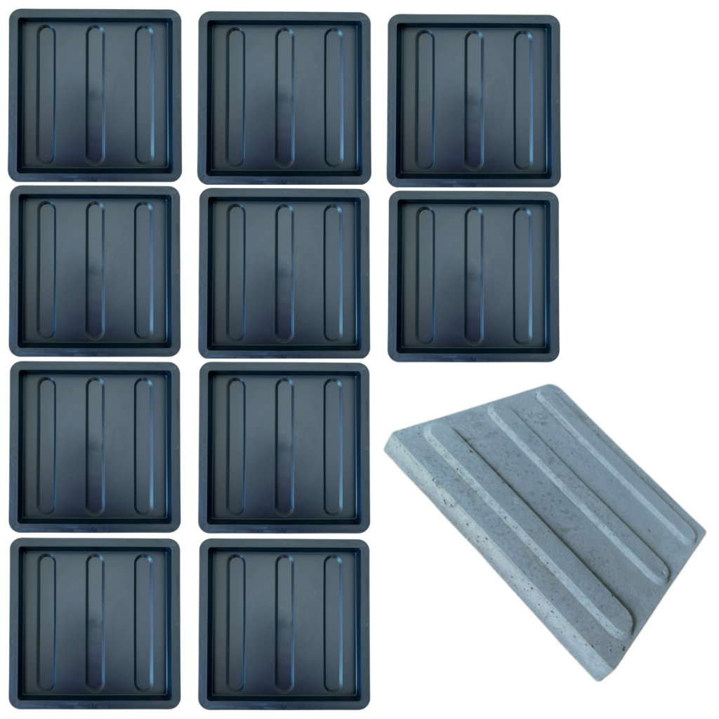 10p Forma Molde Plastico p Guia de Calçada Direcional 25x25x2,5 Piso Tátil Sinalização de Calçada Acessibilidade Def