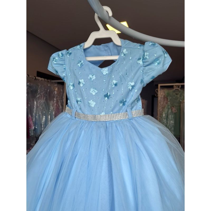 Vestido de festa infantil azul luxo realeza bebe cinderela RN a 3 anos em Oferta na Shopee