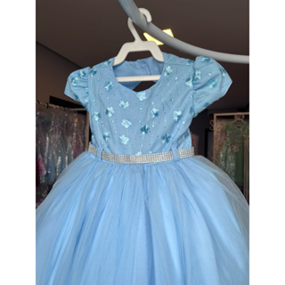 Vestido de festa infantil azul luxo realeza bebe cinderela RN a 3 anos em Oferta na Shopee