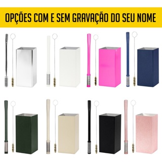 Kit Terere Inox Copo Quadrado Cuia Bomba Bojo Mola Diversas Cores com Escova de Limpeza em Oferta na Shopee