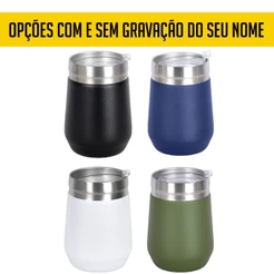 Copo Térmico Cuia Bloom para Tereré Wisky Caipirinha Chá Café 320ml Com Tampa Diversas Cores