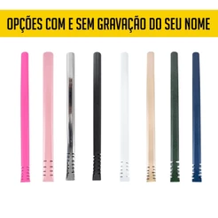 Bomba para Tereré Inox Modelo Filete Diversas Cores com Escova de Limpeza