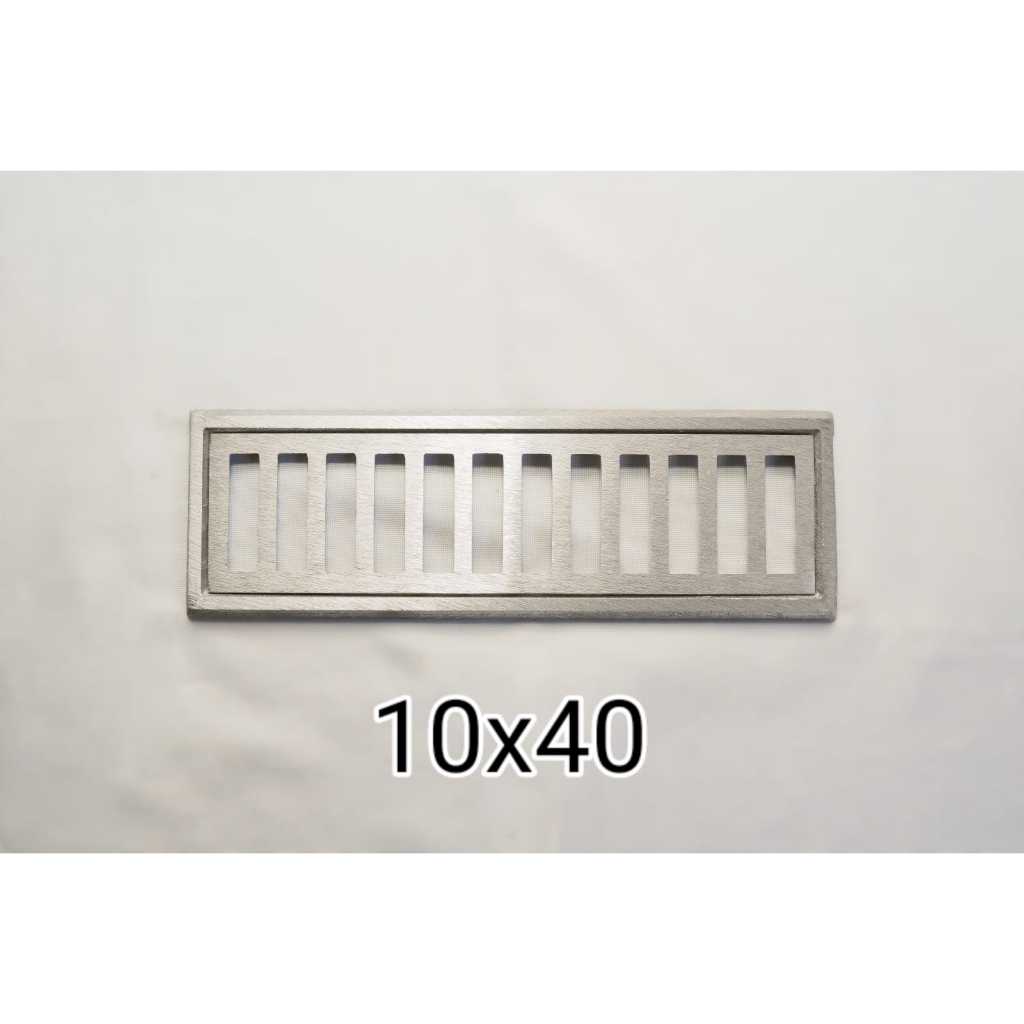 Ralo linear 10x40 cm em aluminio fundido com armaçao Jrgrelhas
