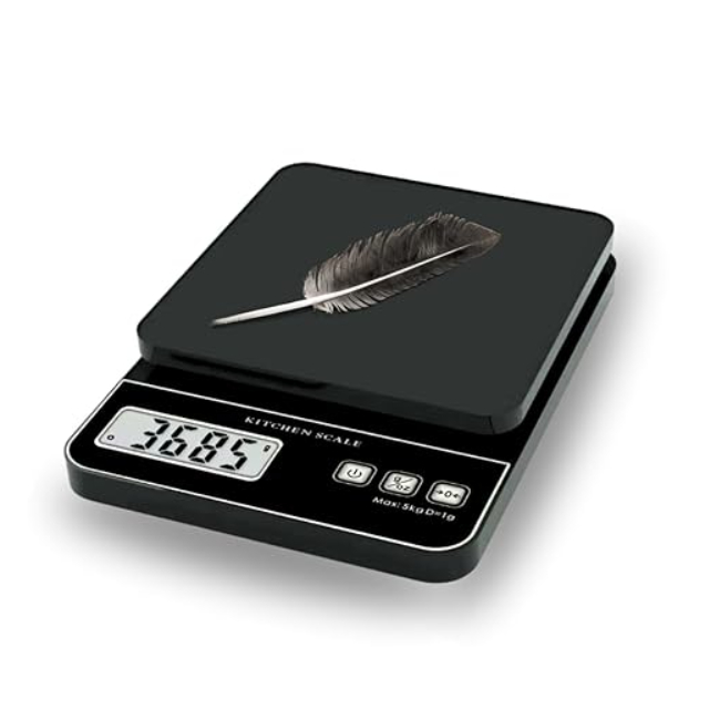 Balança De Cozinha Digital Alimentos Em Inox Com Base Antiderrapante Visor de Alta Definição Até 5kg Cor Preto