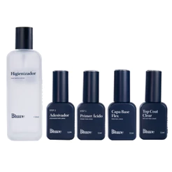 Bluwe Kit Blindagem Higienizador Capa Base Flex Top Coat Ácido Adesivador