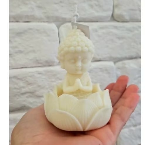 Vela estátua Buda flor de lótus Aroma Algodão 120g / vela decorativa/ vela perfumada / vela aromática