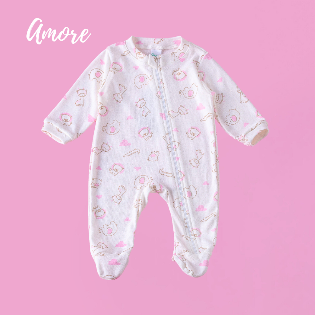 Macacão de Bebê Pezinho Safari Rosa Suedine - 100% Algodão