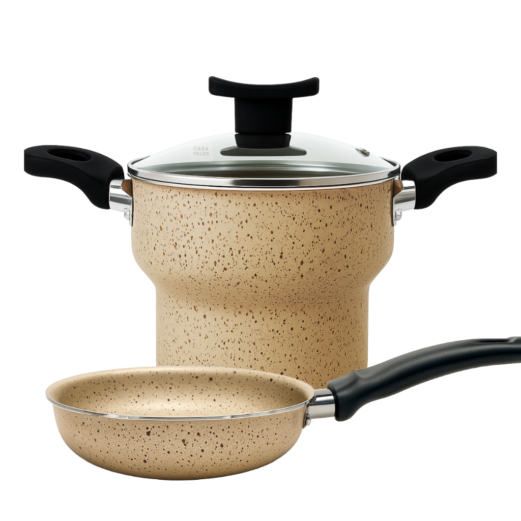 Kit Frigiovo/ Frigideira Antiaderente 14cm + Cuscuzeira Teflon Tampa de Vidro