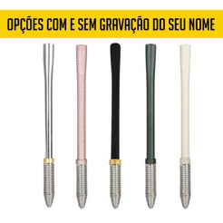 Bomba para Tereré Inox Mola Cônica Diversas Cores com Escova de Limpeza