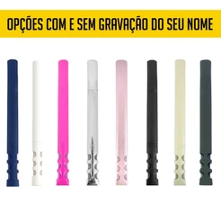 Bomba para Tereré Inox V6 com Telinha Diversas Cores com Escova de Limpeza