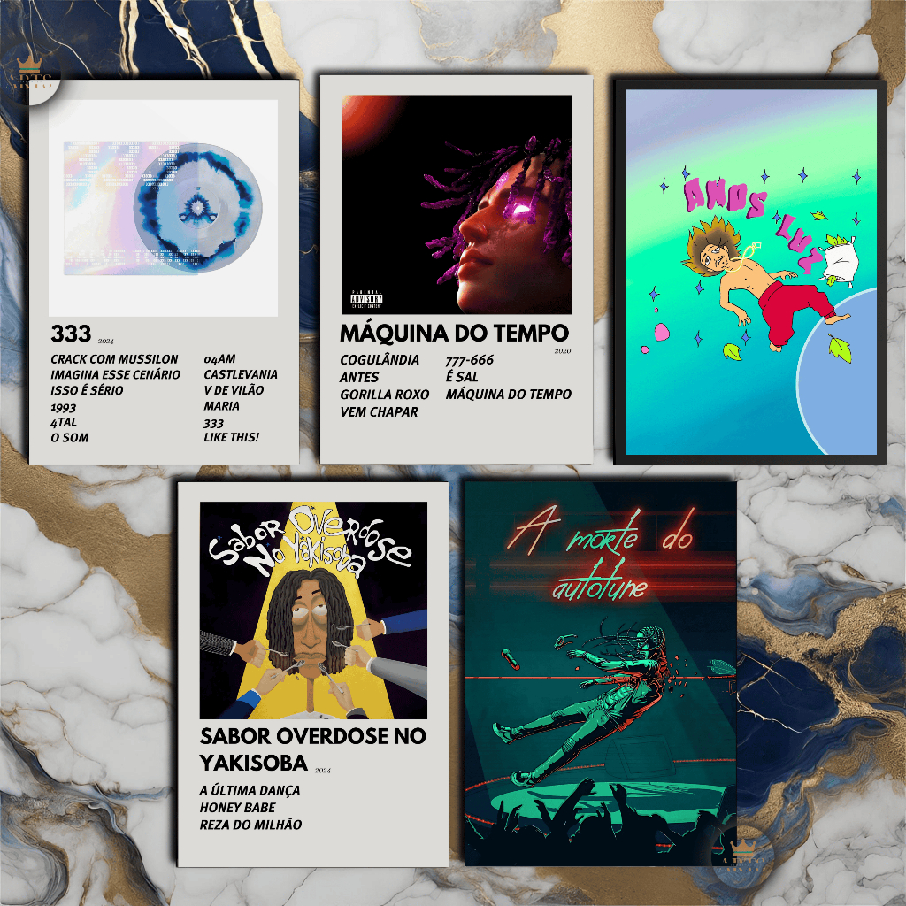 Quadro Decorativo Placas Matuê Quadro Discografia Album em MDF 30x20cm Full HD