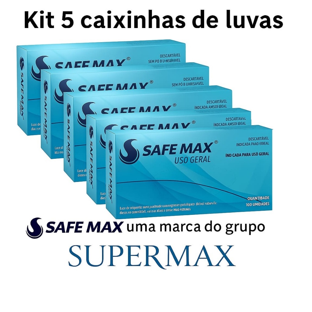 Kit Com 5 Caixas Luva Nitrílica Azul Sem Pó Descartável C/500 Unidades em Oferta na Shopee