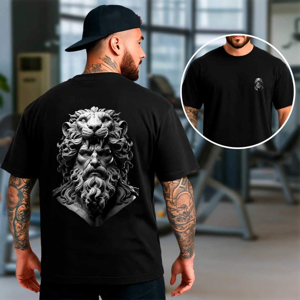 Camiseta Oversized Academia Treino BodyBuilder Mitologia Leão Streetwear Masculina Envio Rápido