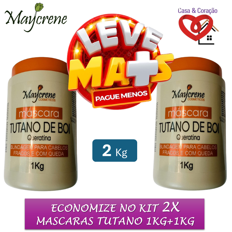 💚 Kit de Máscara Tutano De Boi + ✔️D-Ppantenol e ✔️Queratina com ✔️2kg ou ✔️1kg "Maycrene"