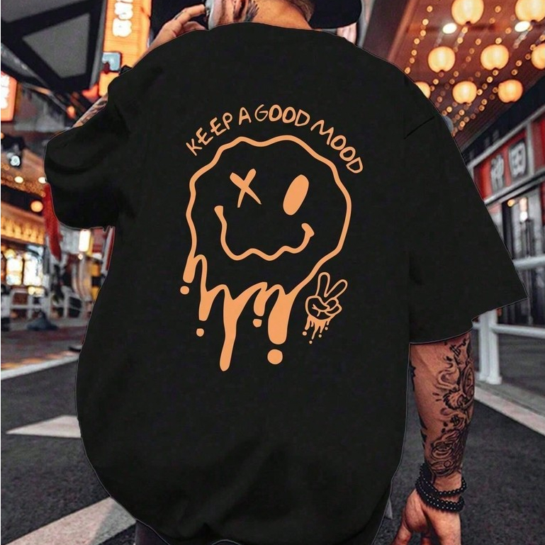Camisa Camiseta Masculina Keep A Good Emoji Carinha Escorrendo Good Vibes Streetwear