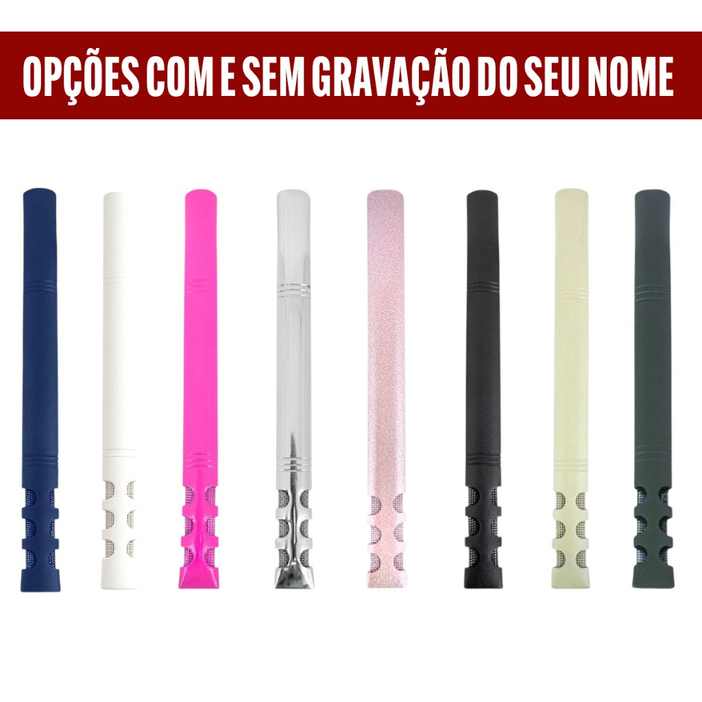 Bomba para Tereré Inox V6 Telinha Cores + Escova de Limpeza Personalize