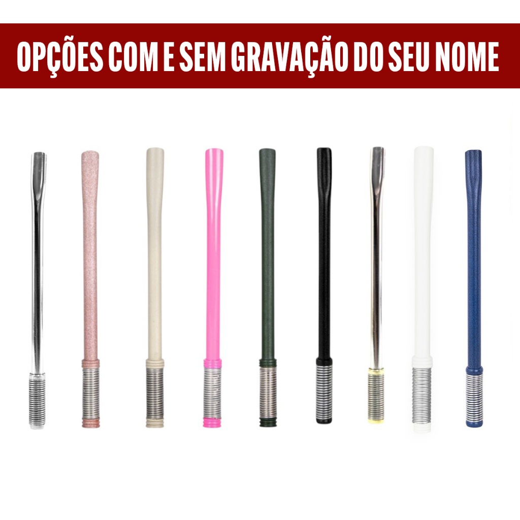 Bomba para Tereré Inox Modelo Bojo Mola Cores + Escova de Limpeza Personalize em Oferta na Shopee