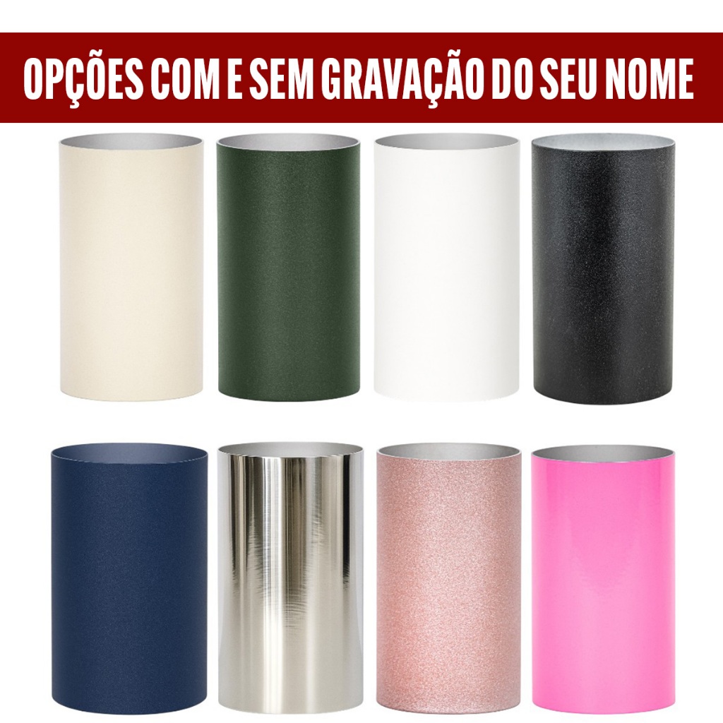 Copo Cuia Tereré Redondo Inox 310ml Cores Personalize