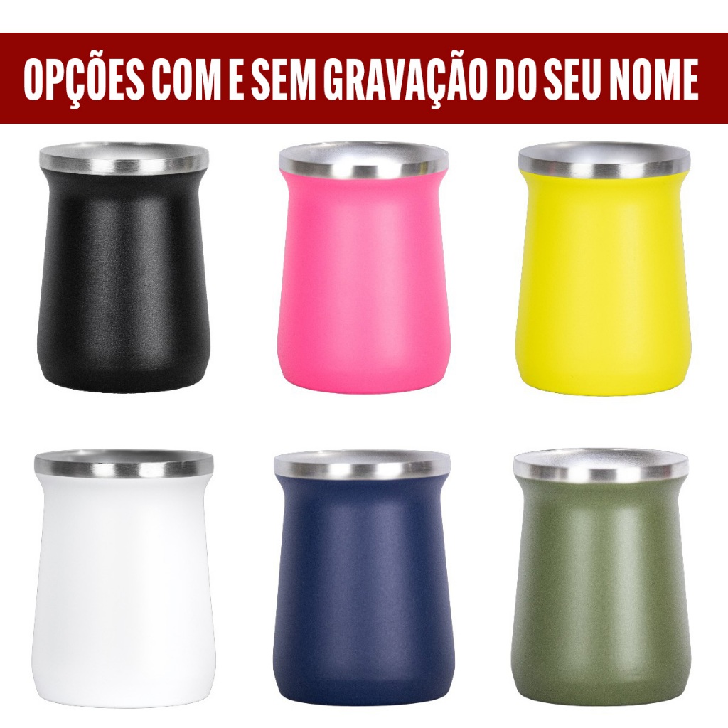 Copo Térmico Cuia Pure para Tereré Wisky Caipirinha Chá Café 260ml Personalize