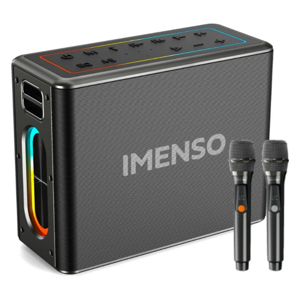Caixa De Som 120w Com Duas Microfones Bluetooth Portátil de Karaokê IPX4 Resistente a agua Imenso X32 em Oferta na Shopee