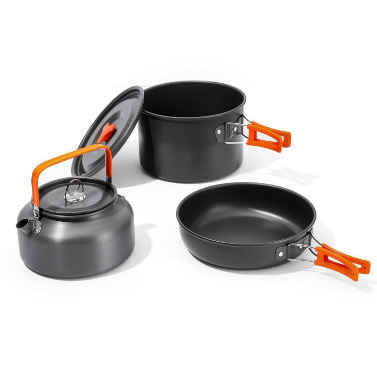 1.6L Chaleira Frigideira Panela Conjunto Portátil Leves 3 Pessoas Para Cozimento Camping Piquenique