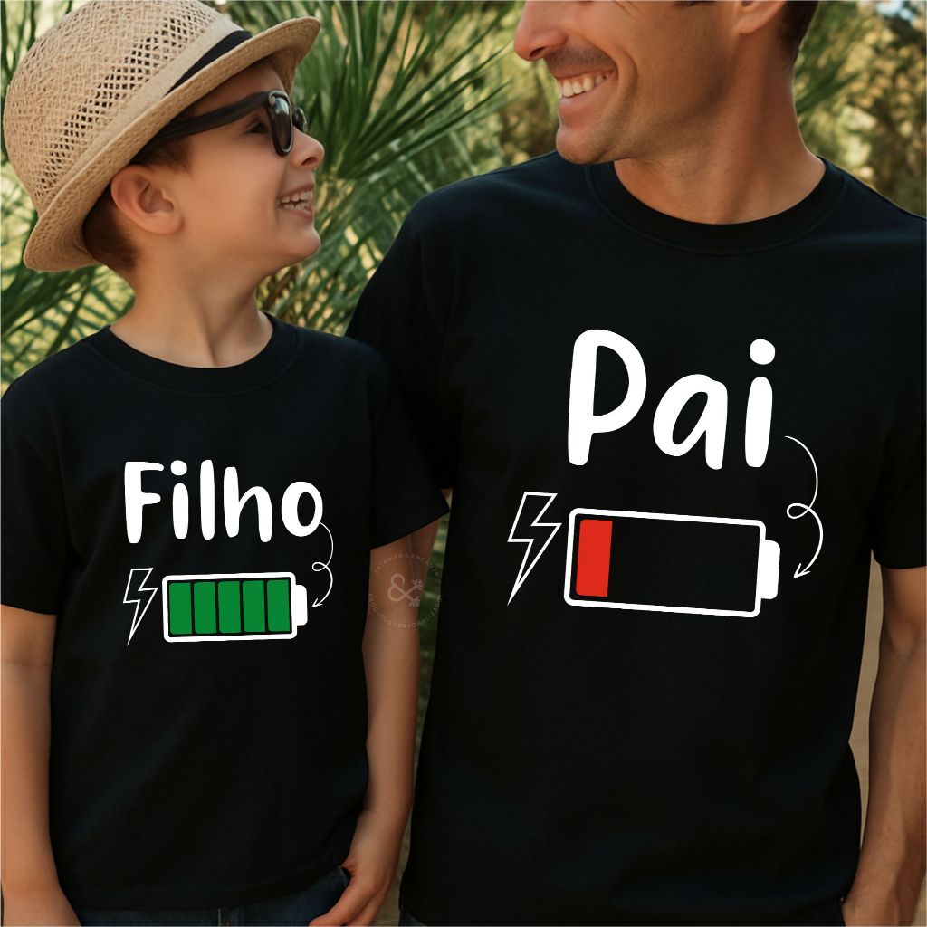 Kit Camisa Pai e Filho - Blusa Tal Pai Tal Filho Bateria - Camisa Branca ou Preta - Dia dos Pais