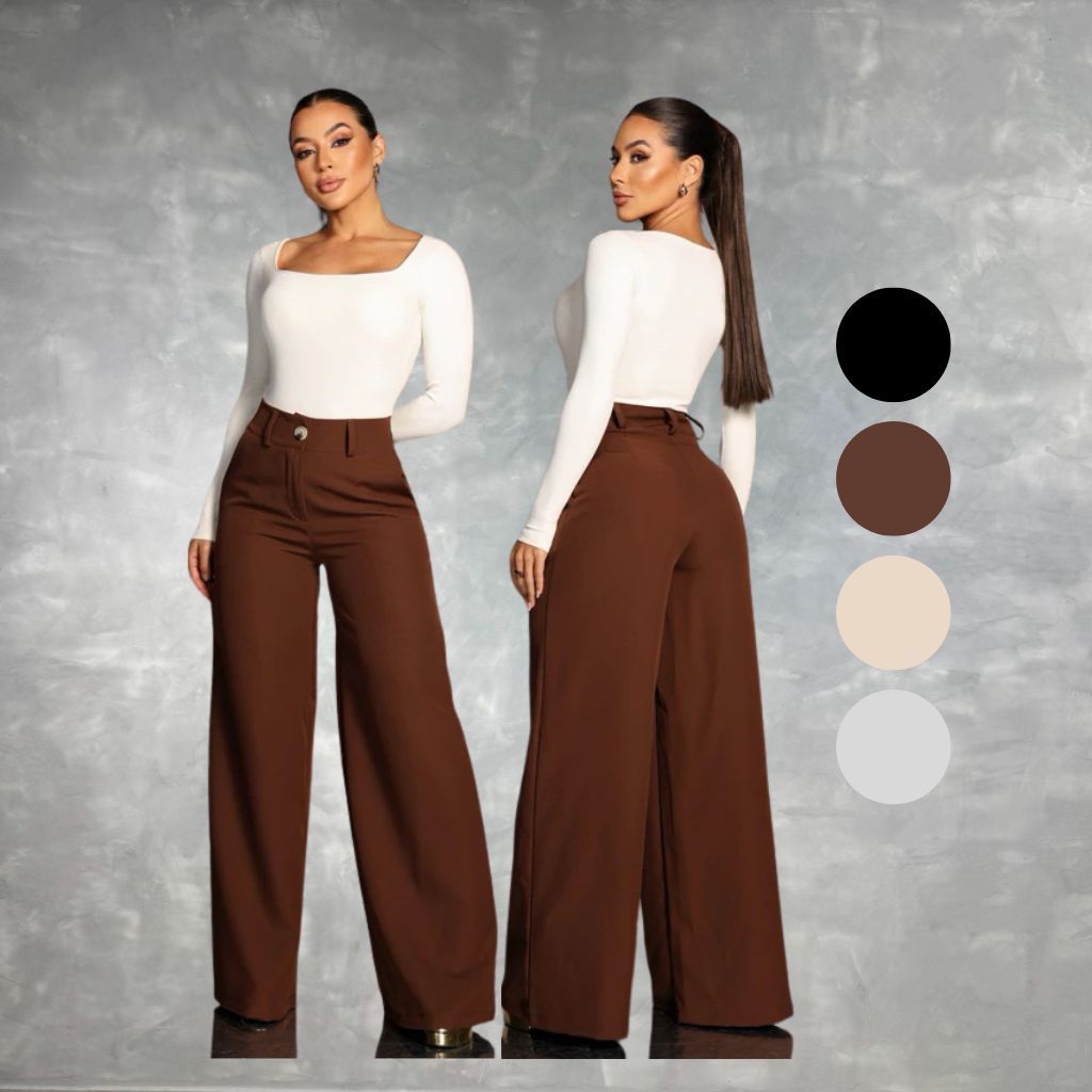 Calça Pantalona Wide Leg Alfaiataria Premium - Social Cintura Alta - Tendencia Elegante Fe...